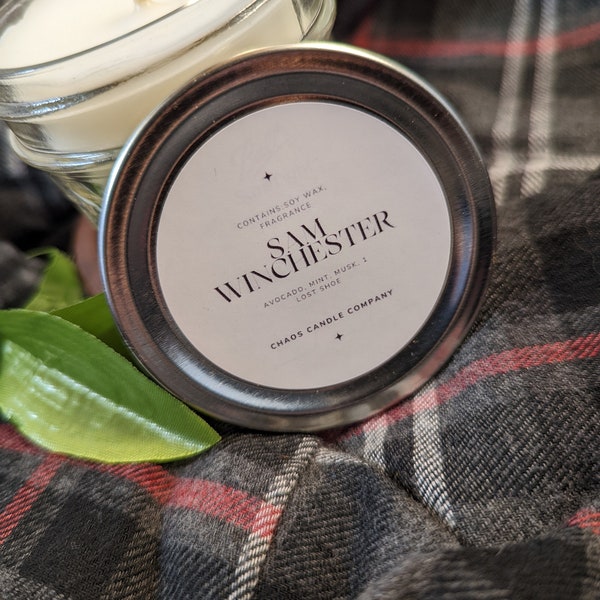Sam Winchester Candle, Supernatural Candle, Fandom Candle, Sam Winchester, Mint, Fresh, Sam Candle, Supernatural Decor