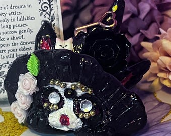 One of a kind Guardian Figurine Handmade Lore Spirit in Clay Velvetina Mourleaf