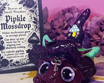 One of a kind Guardian Figurine Handmade Lore Spirit in Clay, Pipkle Mossdrop