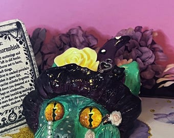 One of a kind Guardian Figurine Handmade Lore Spirit in Clay, Mirelli Thornwhisk