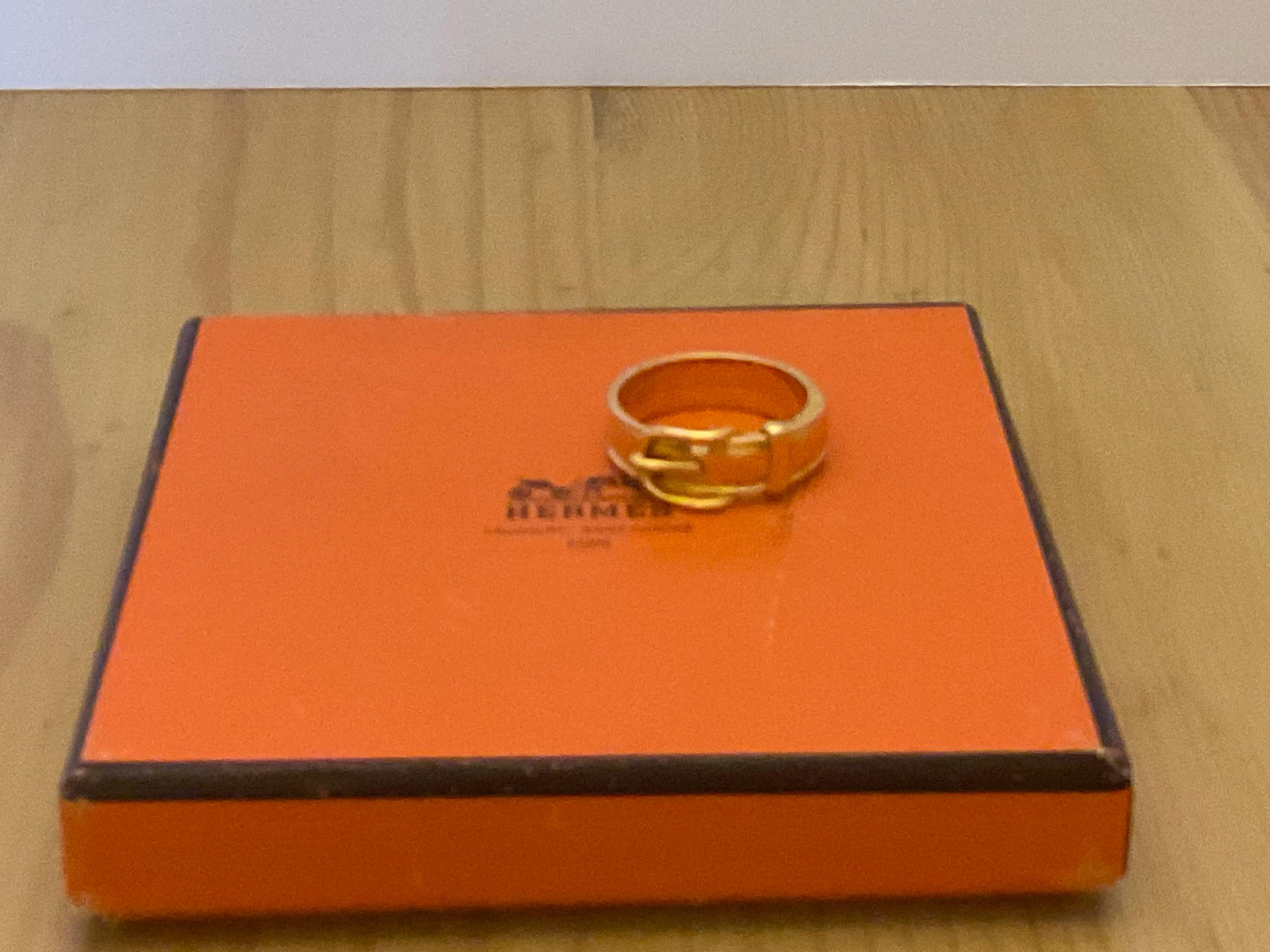 Hermes Scarf Ring Boucle Sellier Belt Design Gold Tone in