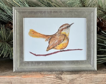 Carolina Wren Watercolor Print – Woodland Bird Art – Nature Wall Decor