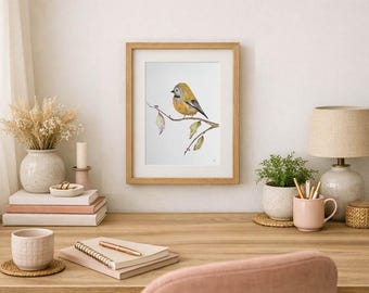 Yellow Songbird Watercolor Print – Nature Wall Art – Bird Painting