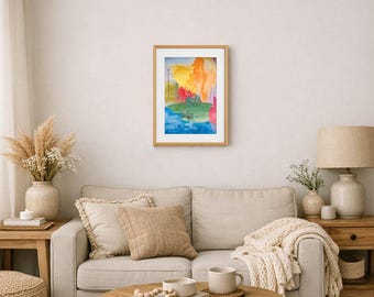 Lake Fishing – Impressionistic Watercolor Art Print