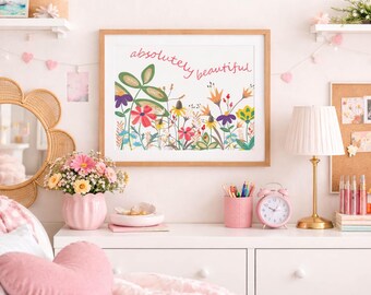 Happy Wildflowers Art Print – Colorful Floral Illustration, Botanical Wall Decor