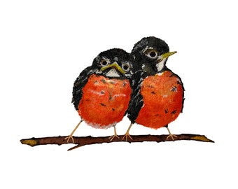 Baby Robins - Watercolor Print