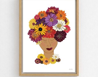 Rooted Bloom — Floral Portrait Art Print