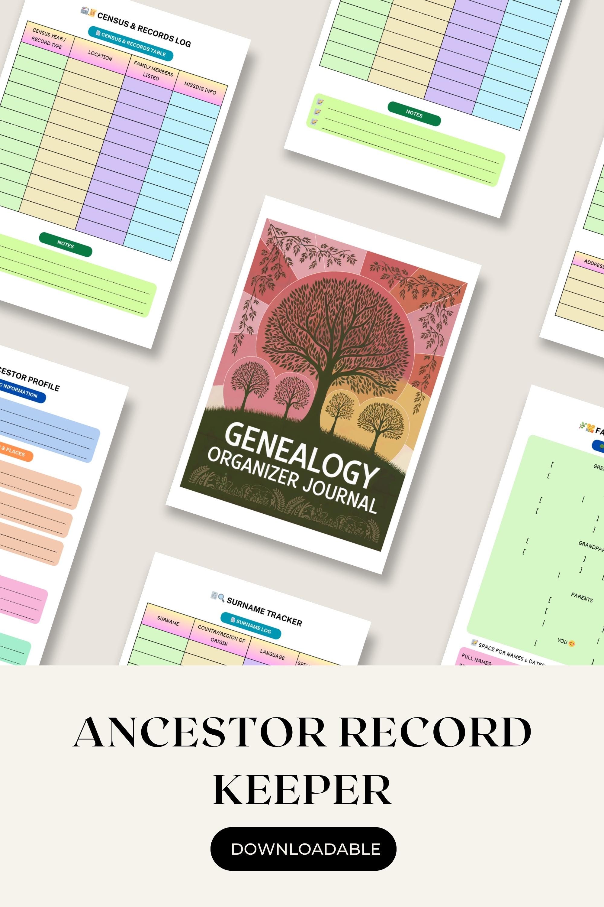 Genealogy Organizer Journal - Family Tree Research Workbook - Ancestor ...