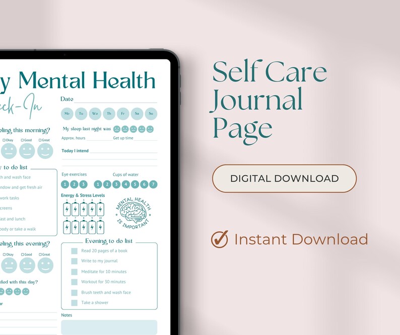 Daily Mental Health Check-in Printable: Self-care Tracker (PDF) - Etsy