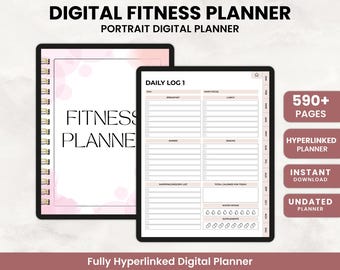 Digital Fitness Planner | Undated Workout, Meal and Habit Tracker for iPad & GoodNotes