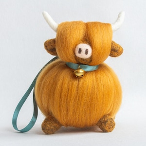 Boule de Noël vache Highland faite main en laine