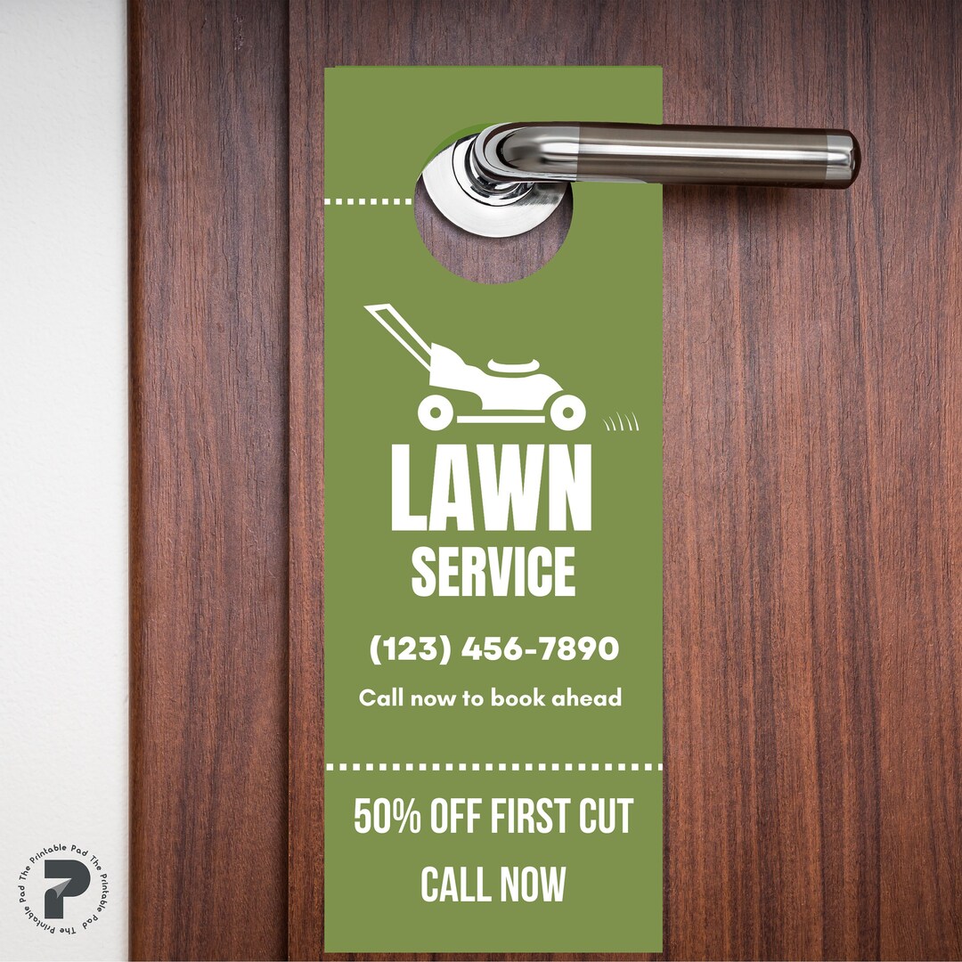 Customizable Lawn Service Door Handle Flyer Template Canva Template