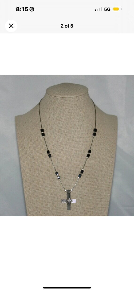 Silpada Sterling Silver Black Onyx Cross Necklace… - image 4