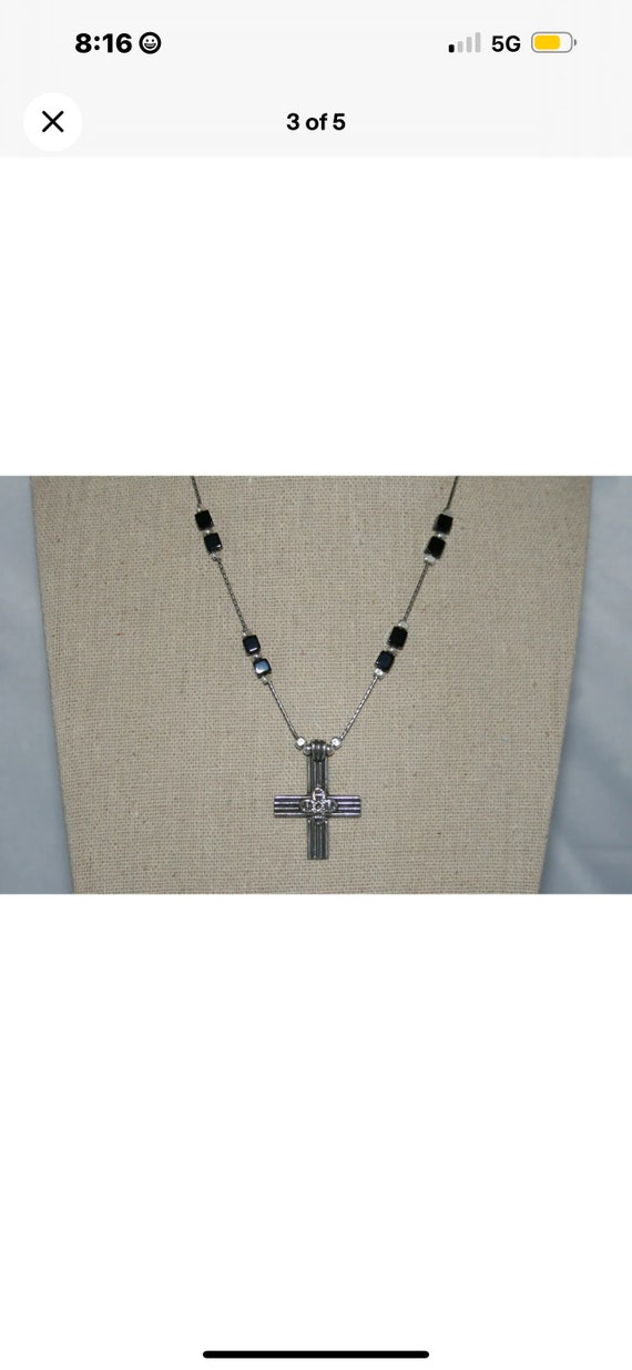 Silpada Sterling Silver Black Onyx Cross Necklace… - image 3
