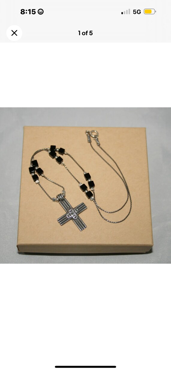 Silpada Sterling Silver Black Onyx Cross Necklace… - image 2
