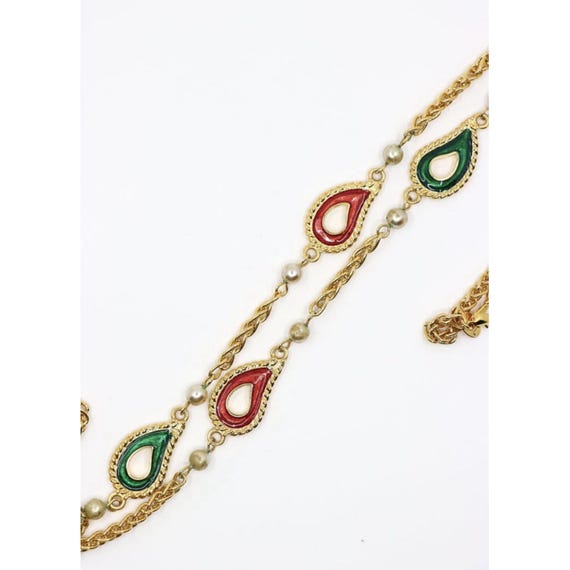 Kenneth Jay Lane jewels of india enamel pearl nec… - image 6