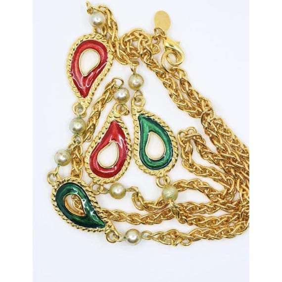 Kenneth Jay Lane jewels of india enamel pearl nec… - image 7