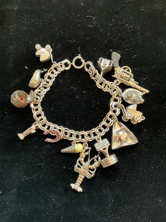 Sterling Silver Vintage Western Charm Bracelet