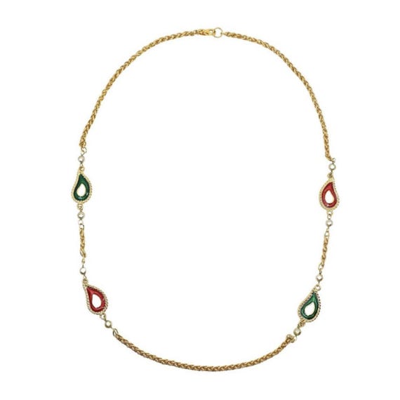 Kenneth Jay Lane jewels of india enamel pearl nec… - image 4