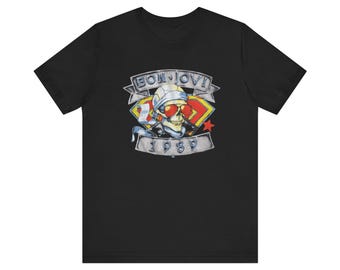 Bon Jovi 1989 Skull Logo Tee | We're Back Kickin' Ass replica band shirt