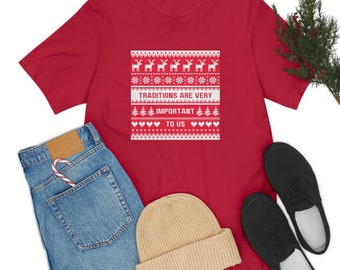 Rood Gilmore Kerst "Sweater" T-shirt met korte mouwen