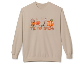 Dit is het seizoen voor hockey en koffie, uniseks middelzware softstyle fleece sweater met ronde hals