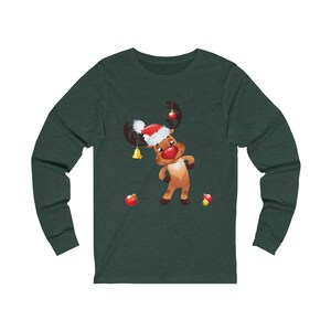 Cute Holiday Reindeer Long Sleeve Tee
