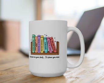 Book Lover Stack Mug | Reading Books Illustration Ceramic Mug