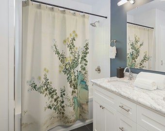 Garden Flowers Print on Shower Curtain | Bathroom Refresh