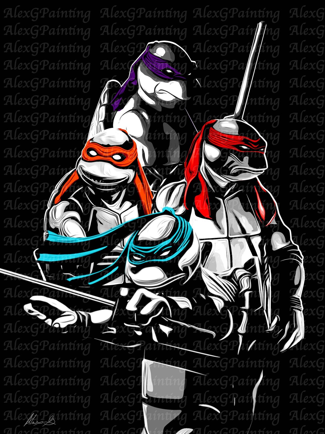 Custom Teenage Mutant Ninja Turtle Artwork, TMNT Artwork, Ninja Turtle ...