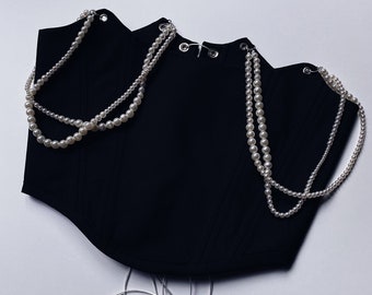 Corset avec perles/ Corset Upcycling de Polo