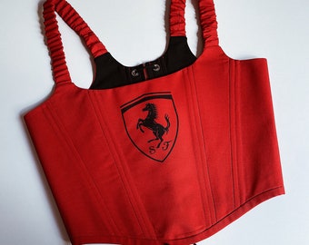 CORSET SPORT/ Corsé upcycling de Polo/ Camisa Ferrari