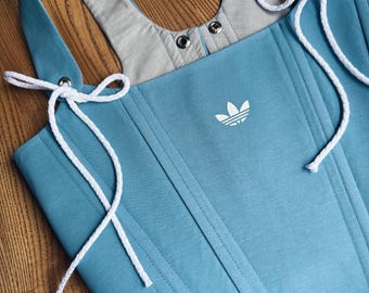 RARE Y2K Jeremy Scott Adidas Blue Sequin Sports Jersey Party Dress