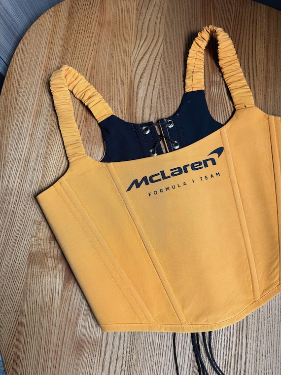 CORSET SPORT FERRARI / Upcycling corset from Polo/ Mclaren Shirt