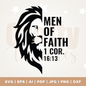 Männer des Glaubens SVG, Schrift Bibel Vers PNG, christliche Shirts Clipart, Bruder Vektor geschnitten Datei, Papa Vater Geschenke für ihn, Silhouette, Cricut
