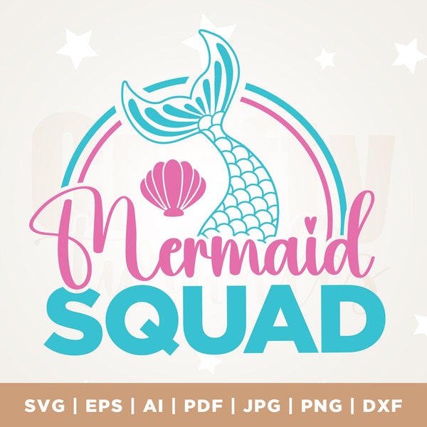 Mermaid Squad SVG, Mermaid Squad PNG, Silhouette, Cricut, Cut File, Png, Mermaid Birthday SVG, Mermaid Birthday png, Cricut, Png, Svg