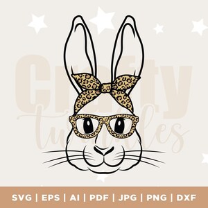 Niedlicher Hase mit Leopardenhalstuch und Brille svg, Leopard print svg, Ostern svg, Bunny svg, Osterhase svg, christliche svg, Jesus svg