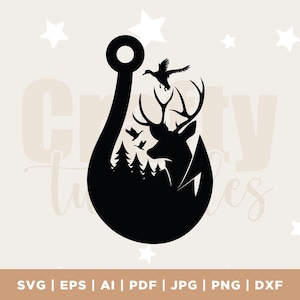 Duck, Deer and Hook for Cricut and Silhouette, Hunting, Fishing, Vector Clip Art, Cricut, Silhouette Cameo, vinyl, cut file, cut file