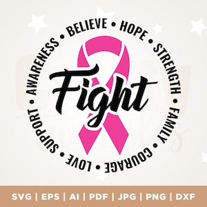 Lutar contra o câncer Svg, Esmagar o câncer svg, Garotas duronas lutam contra o forte svg, Usar rosa Svg, Câncer de mama Svg, Conscientização sobre o câncer Svg, Cricut, Png, Svg