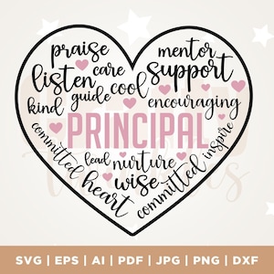 Dyrektor svg, Nauczyciel svg, Serce svg, SVG, PNG, EPS, Natychmiastowe pobieranie, Koszulka dyrektora svg, Szkoła svg, Cricut, Plik do cięcia, Png, Pdf, Cyfrowy
