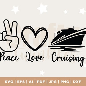Diseño SVG de crucero de amor de paz, archivo SVG de camisa de crucero para Cricut, SVG de crucero, vacaciones, descarga digital, Cricut, archivo recortado, Png, Digital