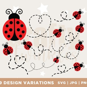 Percorso coccinella SVG, Coccinella con cuore, Insetto, Fascio, A strati, Clipart, DXF, File di taglio, PNG, Vinile, Cricut, Sagoma, Digitale istantaneo