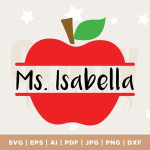 Apple Name Frame SVG, Apple Monogram Frame Svg, Apple Svg, Teacher Svg, School Svg, Cut Files, Cricut, Back to school, dxf, eps, Digital