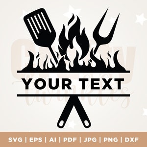 Grillen SVG, BBQ Grill Svg, barbecue Clipart, Grill Monogram Svg, Dxf, Aangepaste tekstnaam, Grillen PNG, Grill Dad Svg, Cut File, Cricut, Png