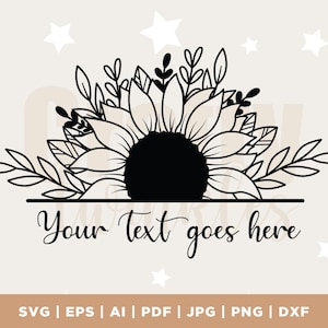 Half Sunflower SVG, Sunflower border SVG, Split Sunflower svg, Sunflower monogram svg, Sunflower svg file for Cricut Silhouette, Svg Cricut