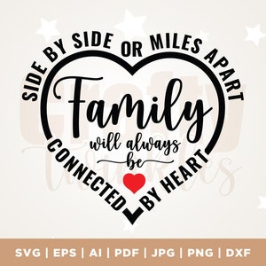 Side By Side oder Miles Apart Familie wird immer von Herzen verbunden svg, Familie passende Shirts svg, Familie Liebe svg, Png, svg, Sublimation