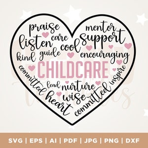 保育士のハート svg、保育 svg、ハート svg、シャツ、保育ハート svg、クリカット、シルエット、SVG、PNG、EPS、Dxf、インスタント ファイル
