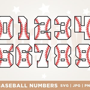 Baseball numbers, Baseball stiches, Softball font Svg files, Cameo, eps, png, svg, dxf, Cut File, Cricut, sublimation, Baseball font svg
