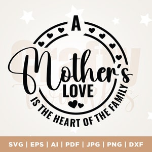 De liefde van een moeder is het hart van de familie Svg, Moeder SVG, Moederdag SVG, Mom cut file, Gifts for Mom, Mom quotes, SVG, Png, Cricut