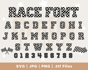 Checkered Alphabets SVG, Cricut cut files, Silhouette, Racing numbers svg, Racing png, eps, dxf, Checkered flag svg, Clipart, Hive Svg, Png